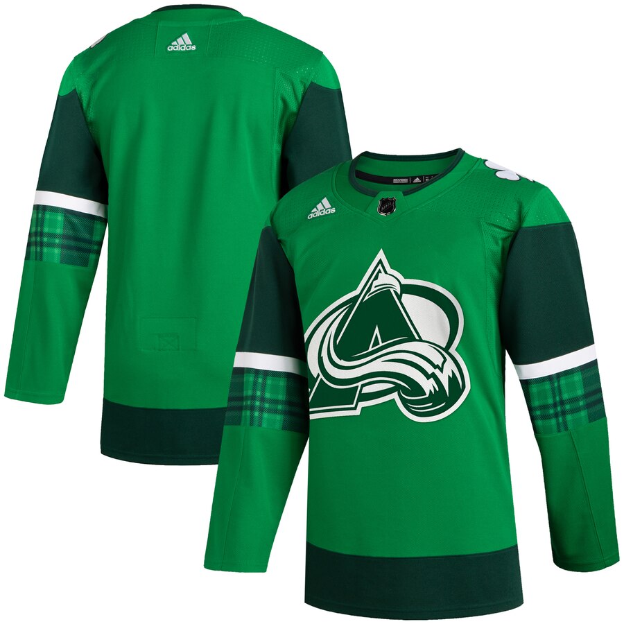 Colorado Avalanche Blank Men Adidas 2020 St. Patrick Day Stitched NHL Jersey Green->new york rangers->NHL Jersey